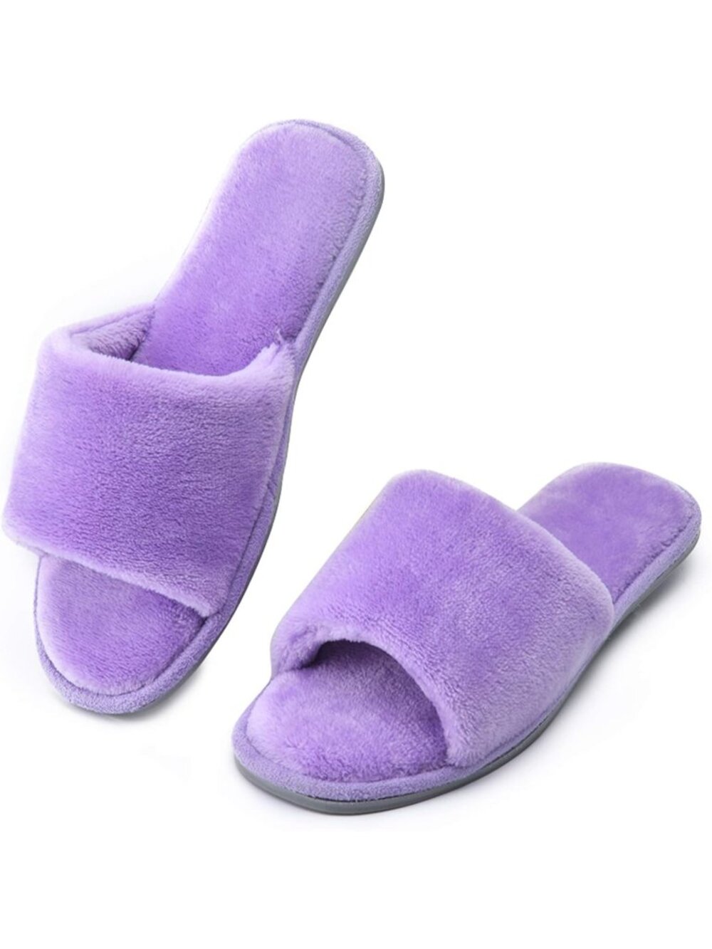 Women's Lilac Open Toe Cozy Memory Foam Flannel Breathable Indoor Slippers